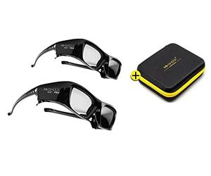 Hi-SHOCK DLP Pro 2X 7G Black Diamond DLP Link 3D Glasses Compatible with DLP Projector Acer, BenQ, Optoma, Viewsonic, Anker, Infocus, NEC, Vivitec, Largo | Includes Dual Case