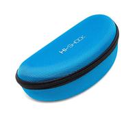 Hi-SHOCK Glasses Case "Hi-Case" | Shock Absorbing Hard Shell Case with Loop & Zipper | With Microfiber Cloth [sturdy | water resistant | azure blue | 18,5cm x 8,5cm x 6,5cm]
