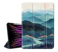 Hi Space for iPad Pro 11 inch Case 2022 2021 2020 2018 4th 3rd 2nd 1st Generation with Pencil Holder, Mountain Teal Landscape Scenery Trifold Stand Protective Shockproof Cover Auto Sleep Wake