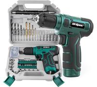 Hi-Spec 110Pcs Green 8V USB Cordless Electric Screwdriver and Bit Set | Fits Common and Security Screws, Magnetic Adaptor, Tight-Space Reach, Durable Steel Bits, Organized Case