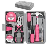 Hi-Spec 11pc Pink Womans Compact Crafts & Home DIY Repair Hand Tool Kit Set with Pliers, Cutters and Precision Screwdrivers for Ladies