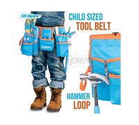 Hi-Spec 16 Piece Kid's Blue Tool Kit Set with Tool Belt. Real Metal DIY Hand Tools for Children & Starters Including Work Gloves, Dust Glasses & More