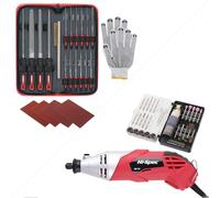 Hi-Spec 17 Pc Metal File Set - Hand & Needle Files Rotary Tool Kit Set 170W 1.4A with 121 Piece Dremel Compatible Bit Accessories