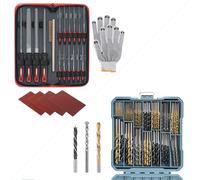 Hi-Spec 17pc Metal & Needle File Set and 130pc Mixed Drill Bit Set - Precision Filing & Drilling Craft Bundle
