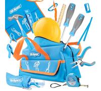 Hi-Spec 18-Piece Kids Tool Kit - Real Metal Tools with Tool Bag, Work Apron & Play Hat for Boys & Girls Ages 6 and Up