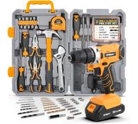 Hi-Spec 18V Cordless Drill Driver & Home DIY Tool Kit with Accessories | Fast assembly jobs, cord-free control, compact case storage, 79pc included, wood metal masonry accessories, easy to store
