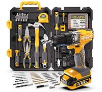 Hi-Spec 18V Cordless Drill Driver & Home Tool Kit with Storage Case