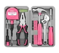 Hi-Spec 20pcs Compact Home and Office Hand Tool Kit for DIY Repairs, Pink | Covers Everyday Fixes, Comfortable Hand Control, Durable Steel Tools, Compact Organized Storage, Home and Office Tasks