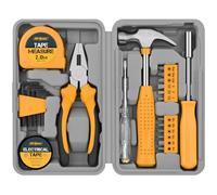 Hi-Spec 24pc Yellow Household DIY Tool Kit. Small Mini Box Set of Starter Basic Tools for Home & Office