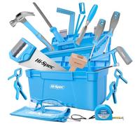Hi-Spec 25pc Blue Beginners Carpentry Tool Kit Set. Complete Real Hand Tools for DIY Starters & Kids. Gift for Boys