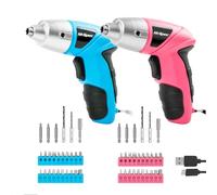 Hi-Spec 27 Pc Electric Screwdriver Pink 3.6V with 23 Drill Bits Set and Hi-Spec 27pc Blue Cordless Electric Screwdriver with 23 Driver Bits
