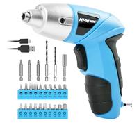Hi-Spec 27pc Blue Cordless Electric Screwdriver. Rechargeable Screwdriver with 23 Driver Bits, LED Light & USB Charging. Compact DIY Tool for Home, Office & Furniture Assembly