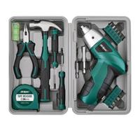 Hi-Spec 3.6V USB Electric Power Screwdriver & Home DIY Tool Kit Set, Green | 21pc, Rechargeable screwdriving, household screw bits, essential home tools, lightweight compact case, easy and quick fixes