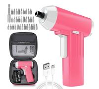 Hi-Spec 34pc 3.6V Electric Screwdriver Set USB Charging LED Light Li-ion Battery. Compact Cordless Tool with Bit Selection & Carrying Case - Ideal for DIY Repair
