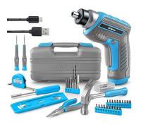 Hi-Spec 3.6V USB Power Screwdriver & Compact Tool Kit with Carry Case, Blue