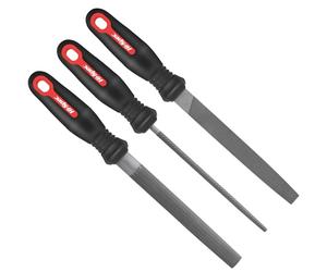 Hi-Spec 3-Piece Metal Hand File Set - Flat, Round & Half-Round Steel Files for Precision Crafting, Metal Shaping, Woodworking, DIY Projects, Repairs & Home Improvement
