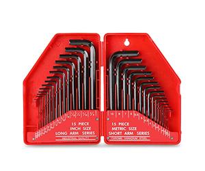 Hi-Spec 30pc Imperial & Metric Hex Allen Key Wrench Folding Set with Small & Large Sizes. Includes Mini 0.035” Up to Long 10mm