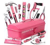 Hi-Spec 33pc Pink Beginner Tool Kit Set with Metal Box - Complete Real Hand Tools for DIY Starters, Kids, and Beginners. Essential Set for Home Repairs, Crafts & Learning Projects
