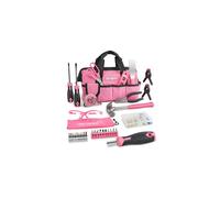 Hi-Spec 34 Piece Pink Home DIY Tool Kit Set. General Hand Tools for Easy Household Repair. Complete with a 100 Piece Wall Hanging Kit and a
