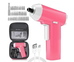 Hi-Spec 34pc 3.6V Electric Screwdriver Set USB Charging LED Light Li-ion Battery. Compact Cordless Tool with Bit Selection & Carrying Case - Ideal for DIY Repair