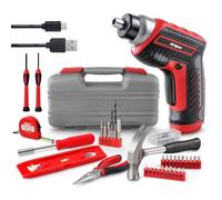 Hi-Spec 35pc Compact Home Tool Kit Set with 3.6V USB Electric Power Cordless Screwdriver. The Starter Basic Tools for Household DIY Repairs in a Small Toolbox