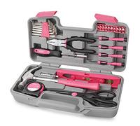 Hi-Spec 39Pcs Compact Home and Office Hand Tool Kit for DIY Repairs, Pink