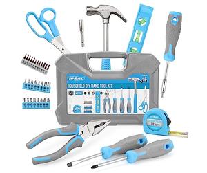 Hi-Spec 42pc Household DIY Tool Kit, Blue Handy Set with Essential Hand Tools for Home, Office & College Dorm - Starter Basic Toolbox for Repair & Maintenance with Storage