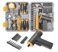 Hi-Spec 4V USB Power Screwdriver & Home DIY Tool Kit Set. Cordless, Rechargeable Electric Screwdriver Toolbox Set for Easy Household Repairs