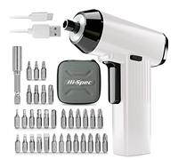 Hi-Spec 3.6V USB Electric Screwdriver with LED & Case for Repairs, White
