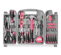 Hi-Spec 56pc Pink Tool Kit Home & Office DIY Tool Set Complete Household Tool Box with Essential Hand Tools for Basic Repairs, Maintenance & Home Improvement