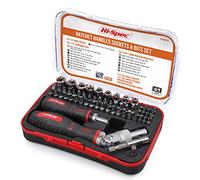 Hi-Spec 61pc 1/4" Hex Driver Bits & Socket Set with Right Angle Ratchet Handle, Torx & Small Precision Multi Bits Screwdriver Bit Set in a Storage Case