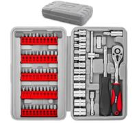 Hi-Spec 69pc Compact DIY Tool Kit Set in a Box Case with Home & Garage Screw Driver Bits, 1/4" Metric Sockets & Wrench Handles