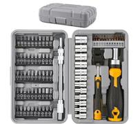 Hi-Spec 79pc Multi Screwdriver Bit Set and 1/4 inch Socket Set with Handles. Flexible Extension, Precision, Torx and Tamperproof 1/4 inch Hex Screwdriving Bit Accessories in a Case