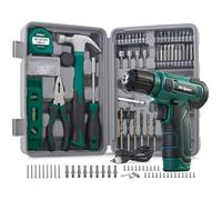 Hi-Spec 8V Cordless Drill Set & Tool Kit for Men - Power USB Rechargeable Electric Drill Driver, Compact Hand Toolbox with Essential Tools, Green, Ideal for Home Improvement