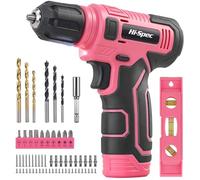 Hi-Spec 8V USB Pink Power Drill Driver & Screw Bit Set for Women. Ladies Cordless & Rechargeable Electric Drill Driver with Wall Hanging Kit