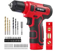 Hi-Spec 8V USB Power Drill Driver Screw Drill Bit Set. Cordless & Rechargeable Electric Drill Driver with Wall Hanging Kit,Red