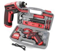 Hi-Spec 35pc Compact Home Tool Kit Set with 3.6V USB Electric Power Cordless Screwdriver. The Starter Basic Tools for Household DIY Repairs in a Small Toolbox