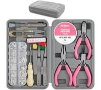 Hi-Spec Jewellery Making kit & 600pc Accessories Box Set 17 Pc Pink. Pliers & Wires for Handmade Bracelets, Necklaces, Earrings and Charms Arts & Crafts