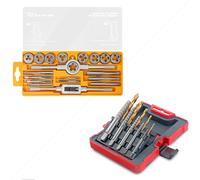 Hi-Spec Metric Tap & Die Set (M3-M12) and Screw Extractor & Left-Hand Drill Bit Set - Thread Repair & Broken Screw Removal Bundle