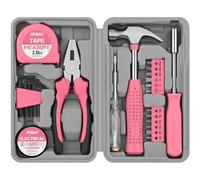 Hi-Spec Pink Small Tool Kit for Home DIY, Repairs & Crafts - 24pc Lady Tool Set with Mini Hammer, Pliers, Screwdriver Set, Hex Keys & Tape Measure in Compact Tool Box Case - Gift for Women