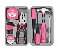 Hi-Spec 13pc Pink Womans Compact Crafts & Home DIY Repair Hand Tool Kit Set with Pliers, Cutters and Precision Screwdrivers for Ladies