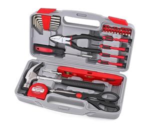 Hi-Spec Small Tool Kit for Home & Office 39pc Red. Basic Toolbox with General Hand Tools for DIY Repairs, Maintenance and Home Projects, Complete with Compact Carry case.