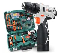 Hi-Spec Tool Box Kit with 12V Cordless Drill 109 Pc. Toolbox for Electric Screwdriving with Hand Tools and Drill Bit Set for Home Repair and Maintenance in a Compact Carry Case