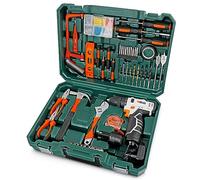 Hi-Spec Tool Box with 12V Cordless Drill, 108-Piece. Includes Two Batteries, Hand Tools, Screwdriver Set, Drill Bits, Socket Set, Spanners and More for Home and Mechanical Repair and Maintenance.