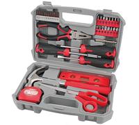 Hi-Spec Tool Kit Set for New Homes, Essential 42-Piece Red. Handy tool set with hammer, screwdriver sets, pliers, bit sets, and more for home and office DIY repair and maintenance in a compact Toolbox