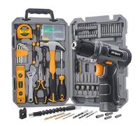 Hi-Spec Tool Kit with 8V Cordless Drill Set. Complete DIY Tool Set for Essential Everyday Home Repair & Maintenance. USB Rechargeable Electric Drill in a Compact Toolbox Case.