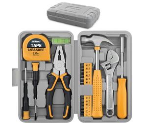 Hi-Spec Tool Kit Yellow 20pc. Small Tool Kit for Home DIY & Office Repairs. Compact and Lightweight Essential Tools in a Portable Book-Sized case.