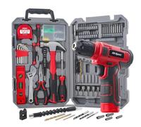 Hi-Spec Tool Set with 8V Cordless Drill Set. Complete DIY Tool Kit with USB Rechargeable Electric Drill Driver for Women and Men, Home Repair & Maintenance, in a Compact Toolbox.