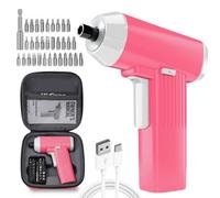 Hi-Spec Tools 3.6V Cordless Electric Screwdriver Usb Power Rechargeable 34 Pc Bit Set With Bag