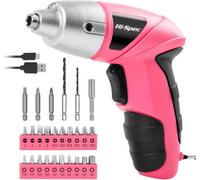 Hi-Spec Tools 3.6V Pink Compact Electric Power Screwdriver & Driver Bit Set 27 Pc